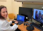 Dr. Samara Martinez completing an appointment remotely using Clinical Video Telehealth from her home in Texas.